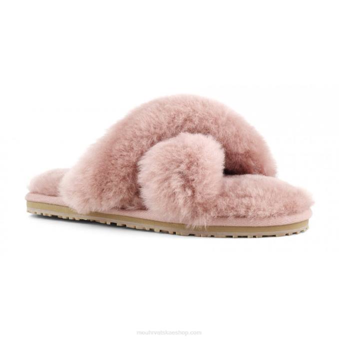 antička ruža Mou žene criss-cross fur slide papuča Z46H476