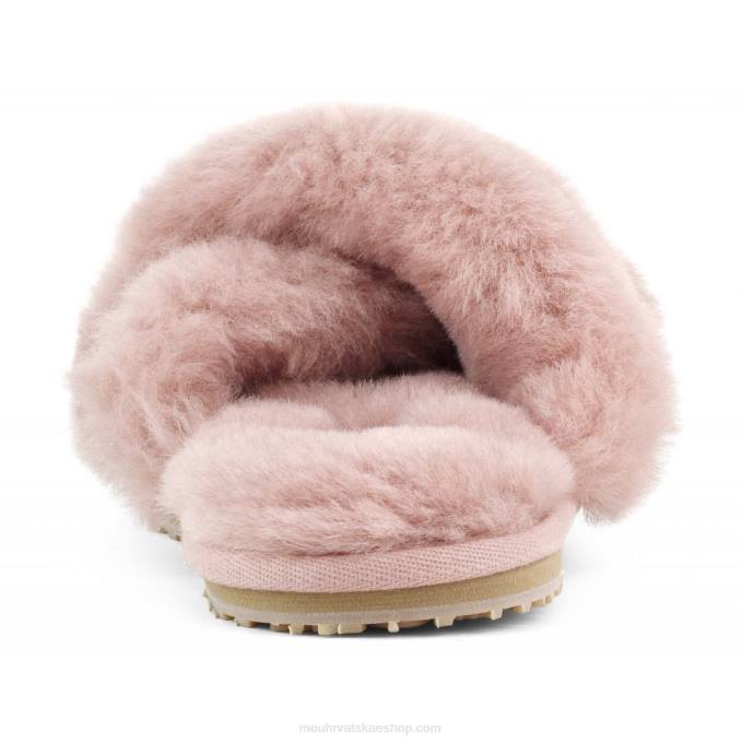 antička ruža Mou žene criss-cross fur slide papuča Z46H476