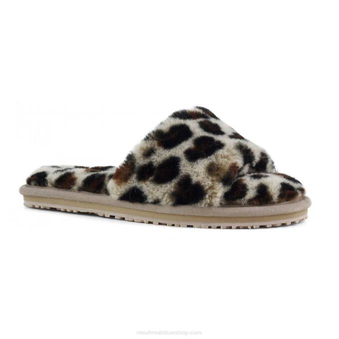 crno/leopard Mou žene ovčja krzna slide papuča Z46H492