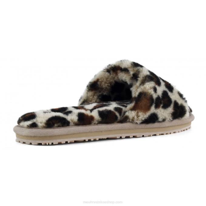 crno/leopard Mou žene ovčja krzna slide papuča Z46H492