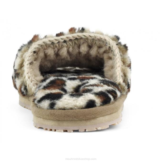 crno/leopard Mou žene slide krznena papuča s logotipom Z46H499