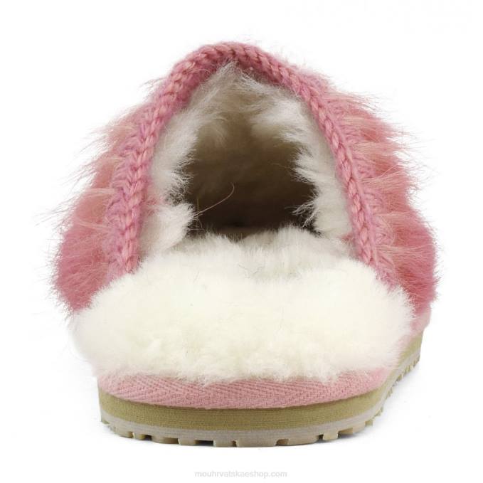 duga kosa poni roza fuxia Mou žene krznena papuča sa zatvorenim prstima s logotipom, ponyskin, duga kosa Z46H501