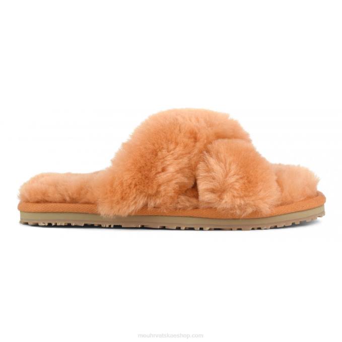 narančasta kajsija Mou žene criss-cross fur slide papuča Z46H480