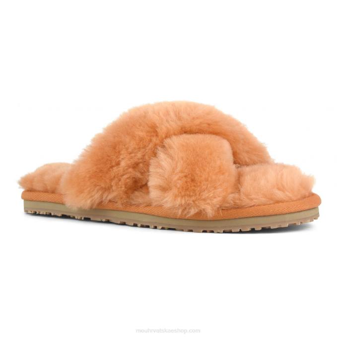 narančasta kajsija Mou žene criss-cross fur slide papuča Z46H480