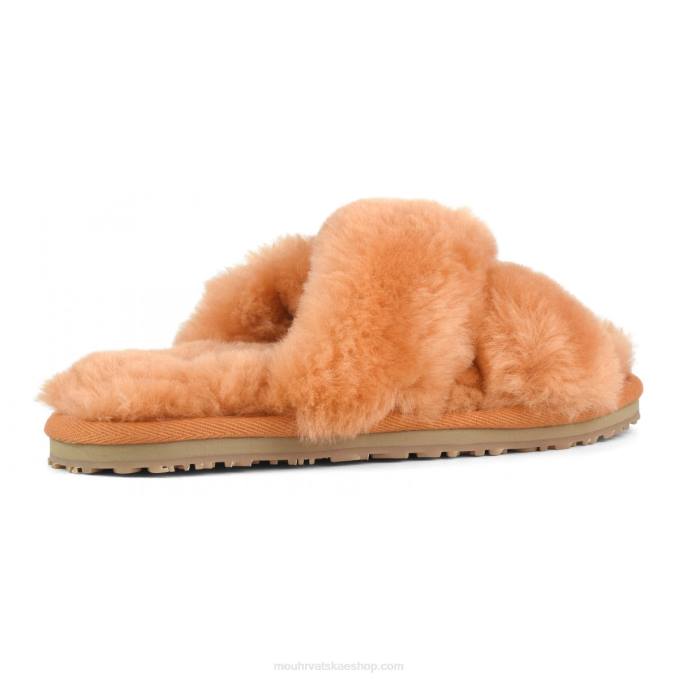 narančasta kajsija Mou žene criss-cross fur slide papuča Z46H480
