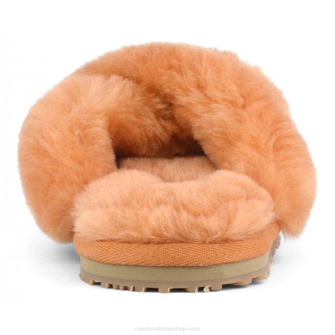 narančasta kajsija Mou žene criss-cross fur slide papuča Z46H480
