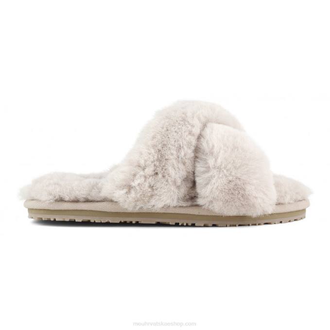 ružičasto bež Mou žene criss-cross fur slide papuča Z46H479