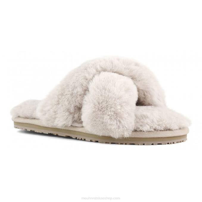 ružičasto bež Mou žene criss-cross fur slide papuča Z46H479