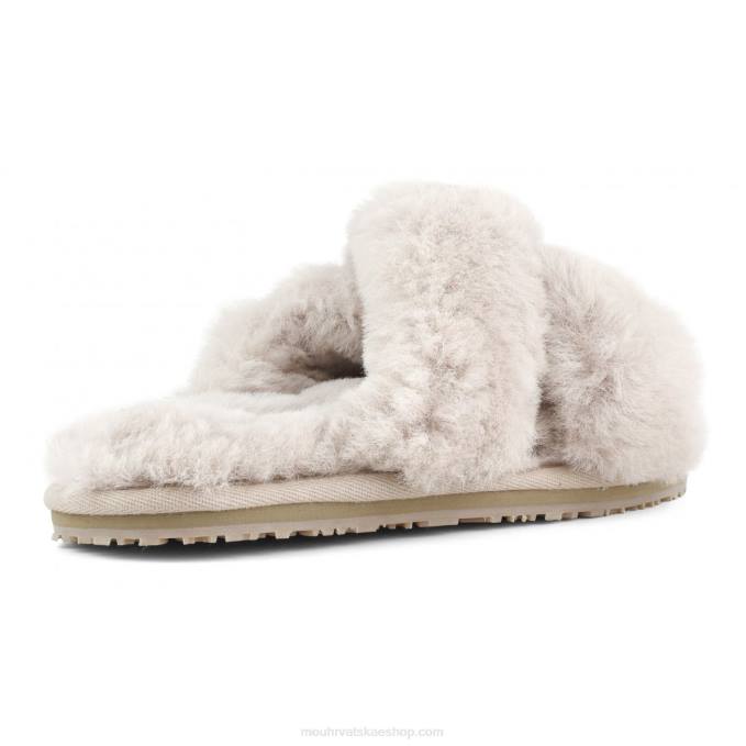 ružičasto bež Mou žene criss-cross fur slide papuča Z46H479