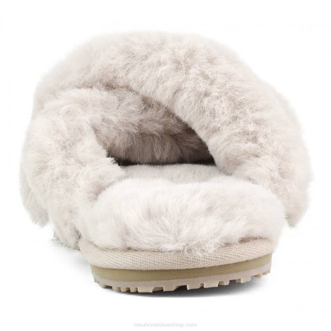 ružičasto bež Mou žene criss-cross fur slide papuča Z46H479