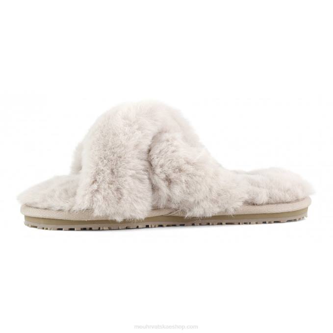 ružičasto bež Mou žene criss-cross fur slide papuča Z46H479