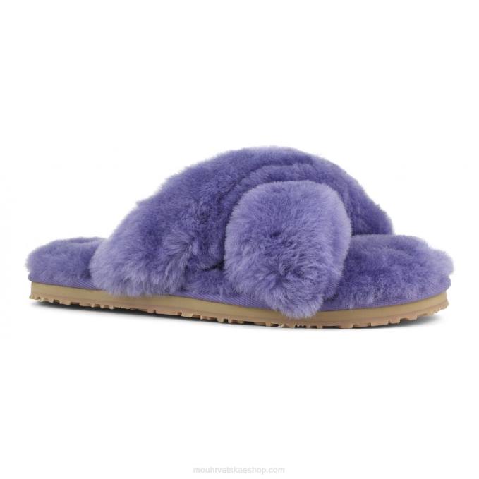 suton ljubičasta Mou žene criss-cross fur slide papuča Z46H482