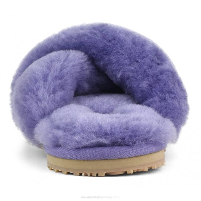 suton ljubičasta Mou žene criss-cross fur slide papuča Z46H482