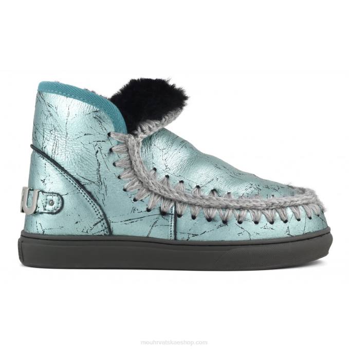uznemireno metalik zelena Mou žene eskimo tenisica veliki metalik logo Z46H645