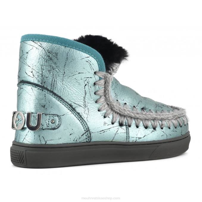 uznemireno metalik zelena Mou žene eskimo tenisica veliki metalik logo Z46H645