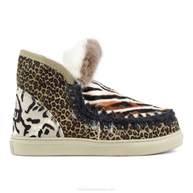 zebra bijela-bkack s narančastom Mou žene eskimo tenisice ponyskin mix patchwork Z46H658