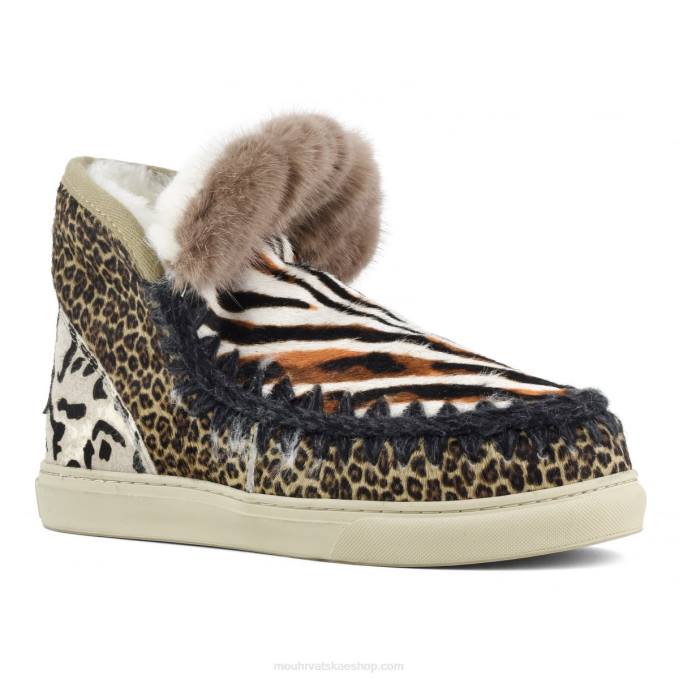 zebra bijela-bkack s narančastom Mou žene eskimo tenisice ponyskin mix patchwork Z46H658