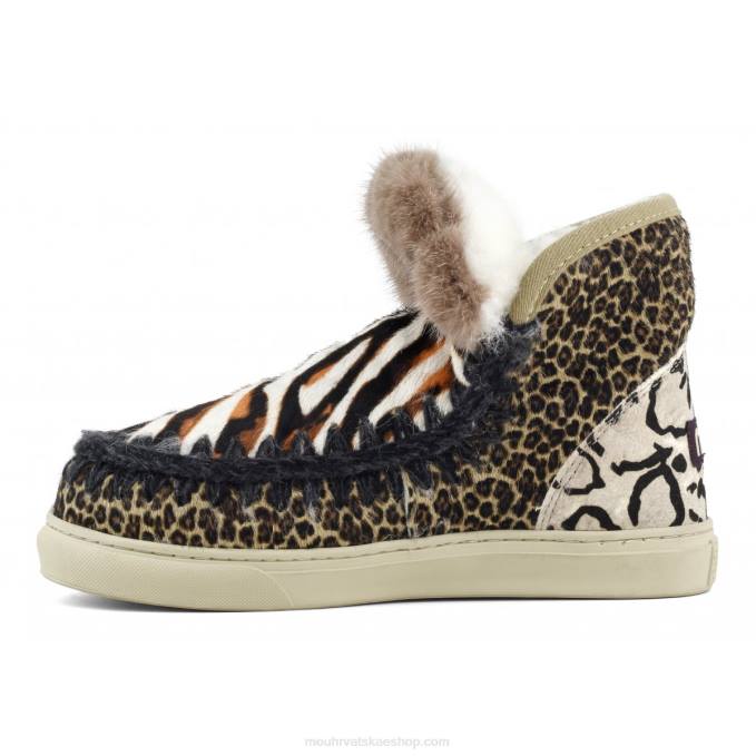 zebra bijela-bkack s narančastom Mou žene eskimo tenisice ponyskin mix patchwork Z46H658