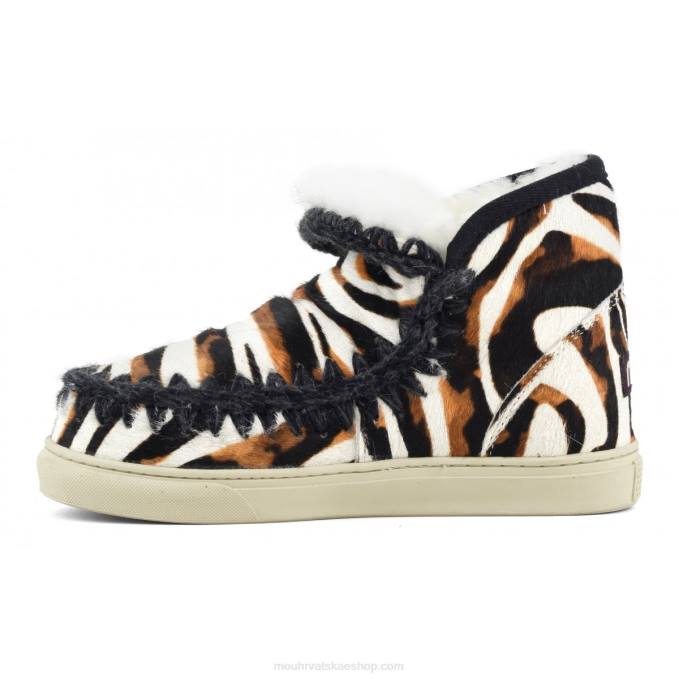 zebra bijela-bkack s narančastom Mou žene eskimske tenisice ponyskin Z46H677