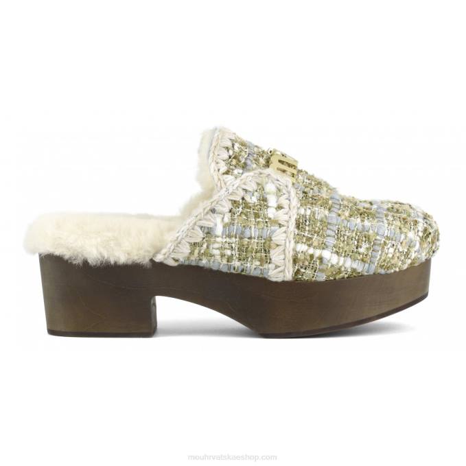 boucle bež Mou žene chunky wood heel klompiti Z46H532