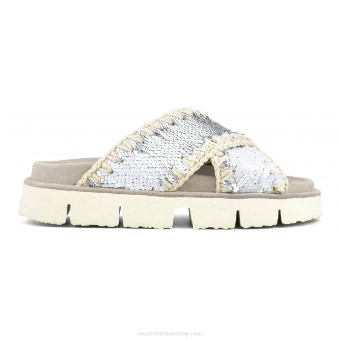 šljokice bijelo-srebrne Mou žene criss-cross bio sandal plain Z46H151
