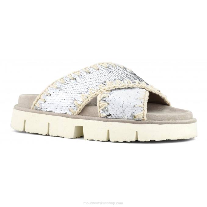 šljokice bijelo-srebrne Mou žene criss-cross bio sandal plain Z46H151
