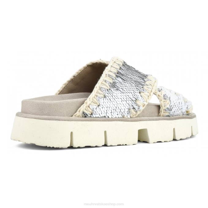 šljokice bijelo-srebrne Mou žene criss-cross bio sandal plain Z46H151