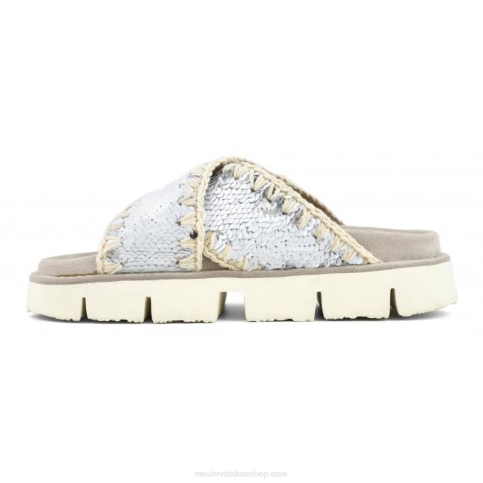 šljokice bijelo-srebrne Mou žene criss-cross bio sandal plain Z46H151