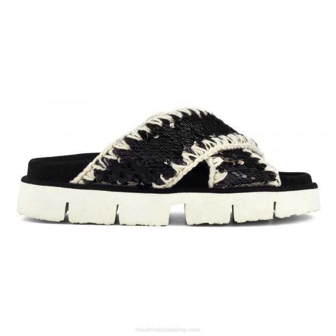 šljokice crne Mou žene criss-cross bio sandal plain Z46H152