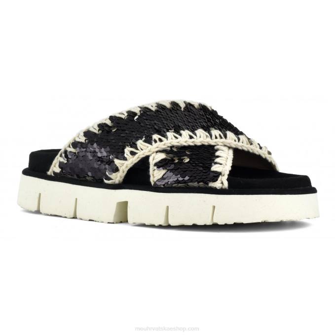šljokice crne Mou žene criss-cross bio sandal plain Z46H152
