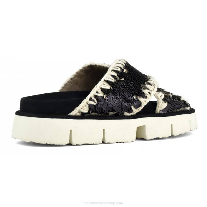 šljokice crne Mou žene criss-cross bio sandal plain Z46H152
