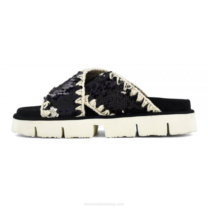 šljokice crne Mou žene criss-cross bio sandal plain Z46H152