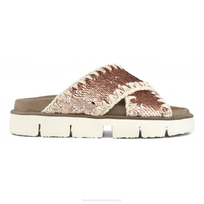 šljokice ružičasto zlato - logo zlato Mou žene criss-cross bio sandal plain Z46H153