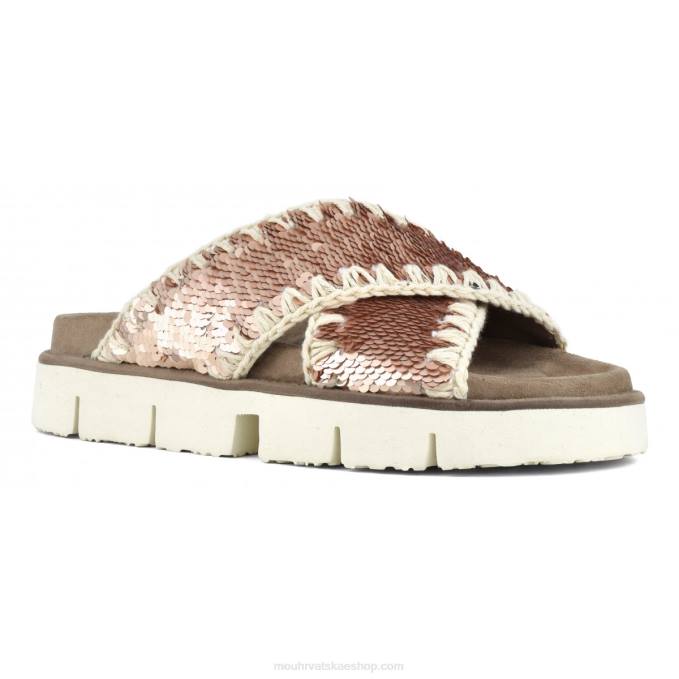 šljokice ružičasto zlato - logo zlato Mou žene criss-cross bio sandal plain Z46H153