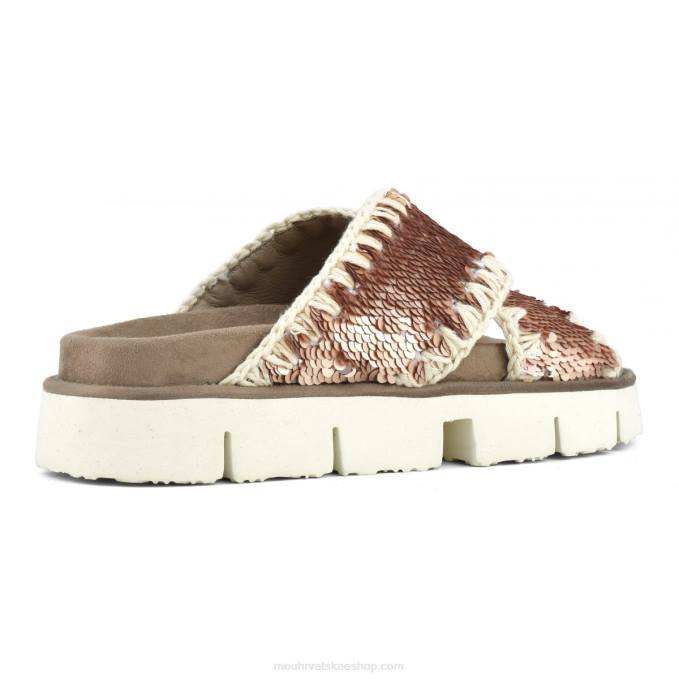 šljokice ružičasto zlato - logo zlato Mou žene criss-cross bio sandal plain Z46H153