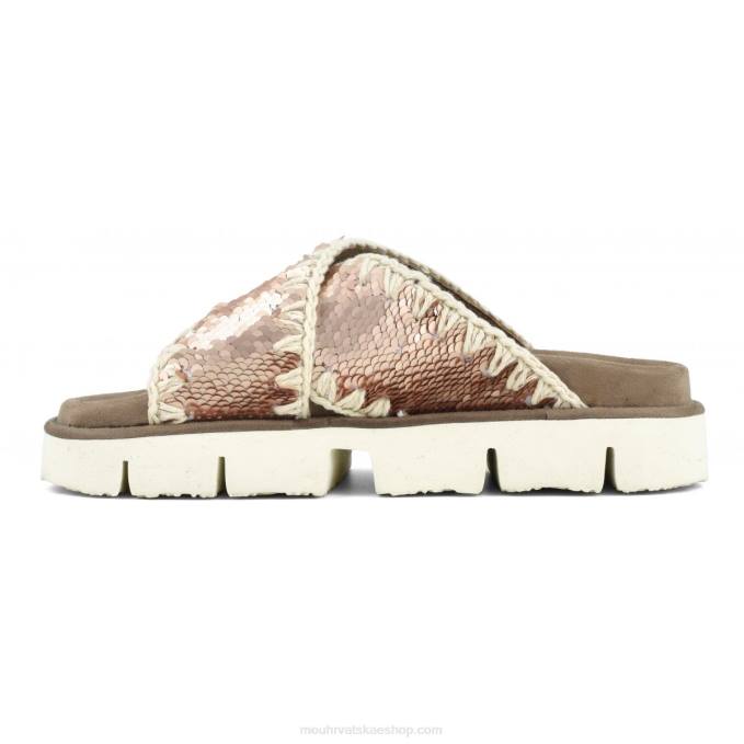 šljokice ružičasto zlato - logo zlato Mou žene criss-cross bio sandal plain Z46H153