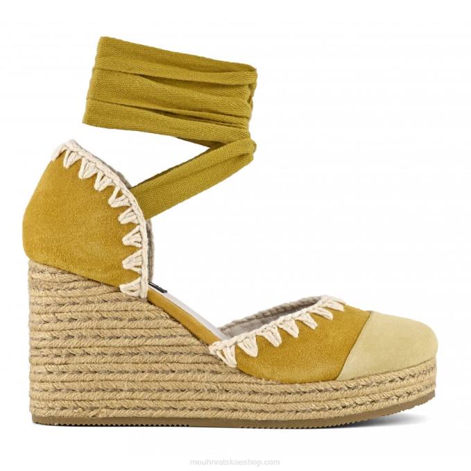 žuta boja Mou žene jute wedge lace-up Z46H210