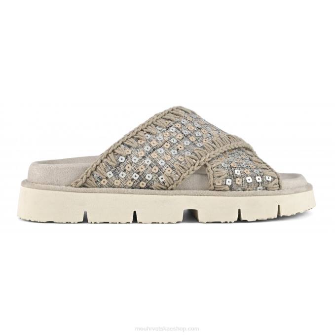 zlato Mou žene criss-cross bio sandal traper i šljokice Z46H149