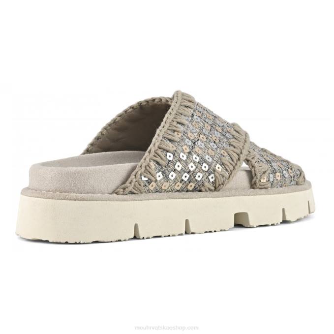 zlato Mou žene criss-cross bio sandal traper i šljokice Z46H149